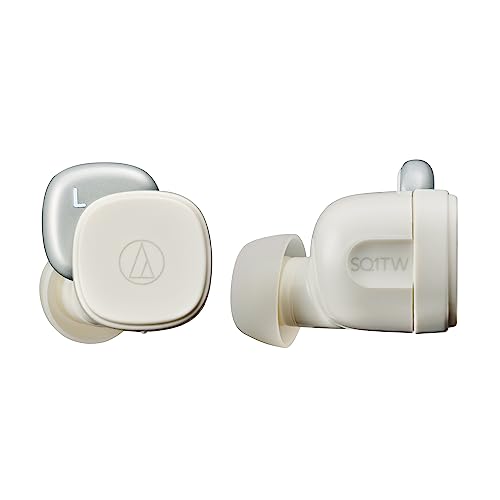 オーディオテクニカ ワイヤレスイヤホン サンドホワイト Bluetooth 急速充電 小型 軽量 サスティナブル ATH-SQ1TW STB