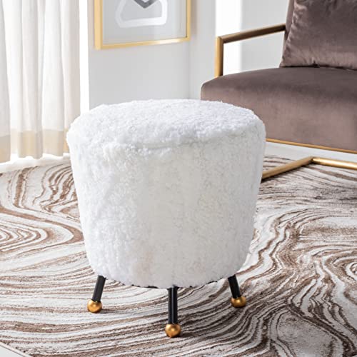 Safavieh Home Collection オットマン Oriana レトロベージュ シープスキン