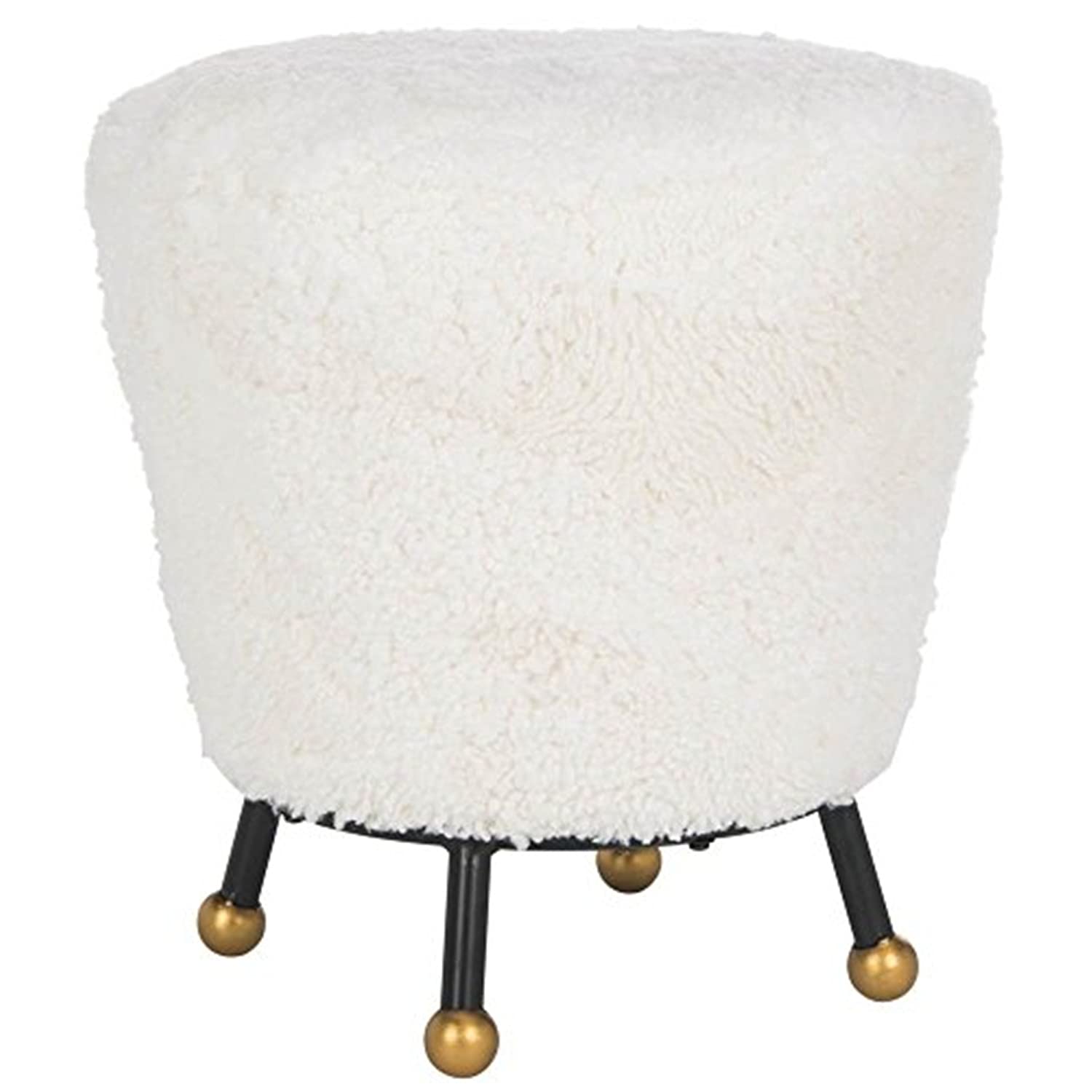 Safavieh Home Collection オットマン Oriana レトロベージュ シープスキン