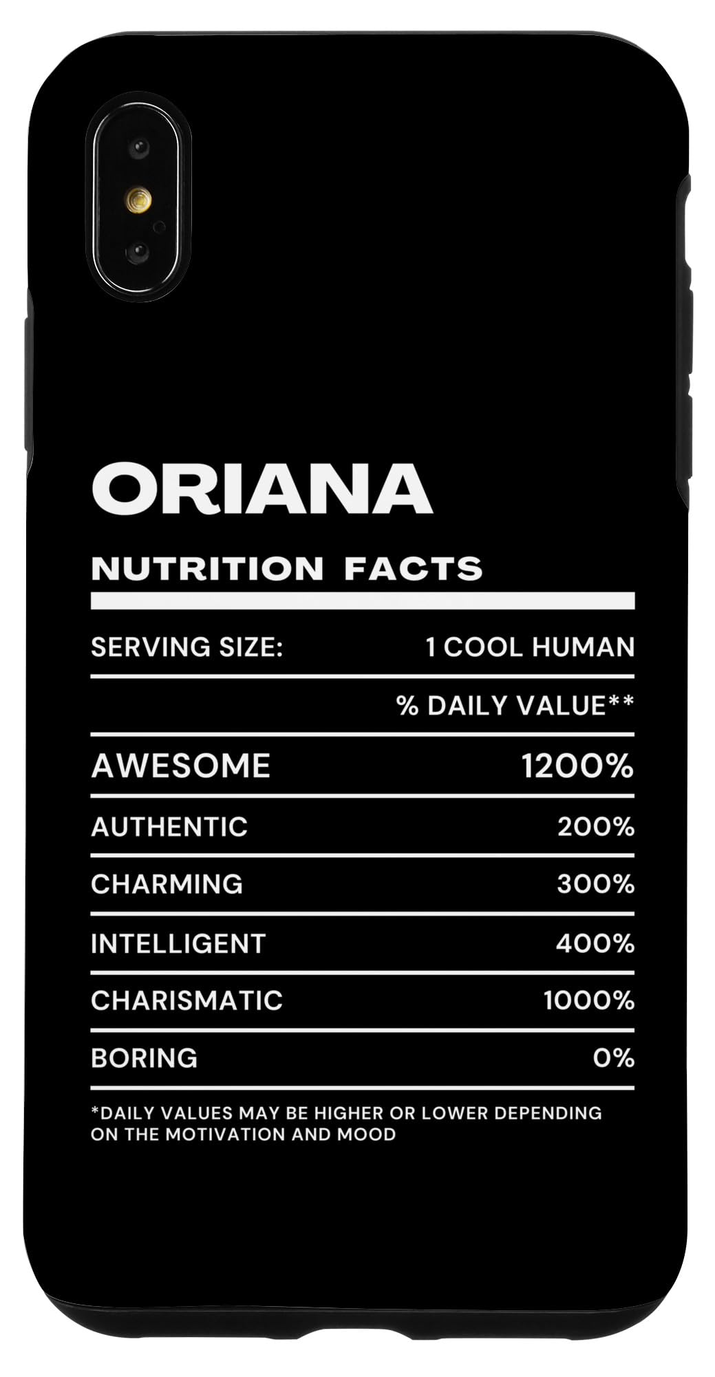 iPhone XS Max Oriana 栄養成分表示:名前おかしい スマホケース