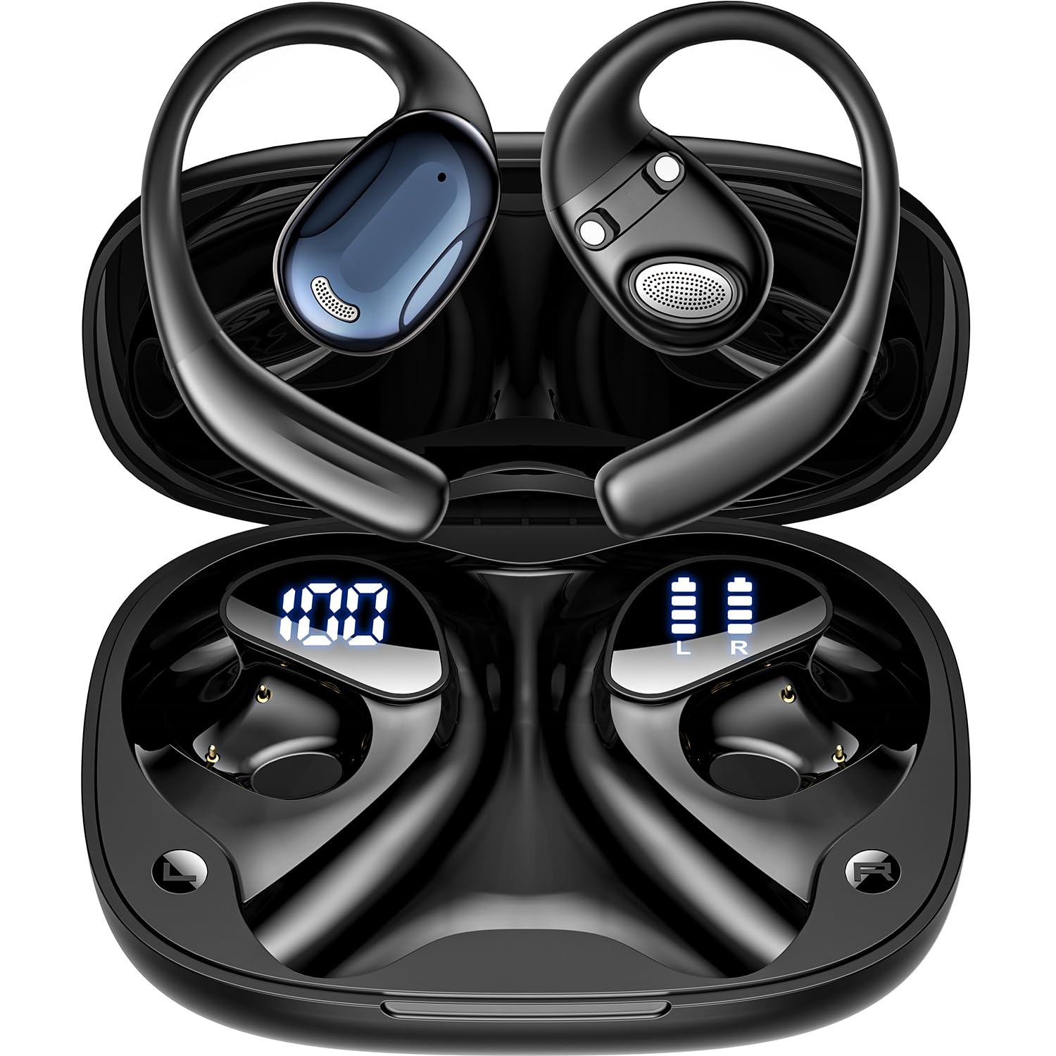 イヤホン bluetooth ワイヤレスイヤホン 「2025超進化・聴覚の新次元へ」 Bluetooth 5.4 自動ペアリング 業界最速の即時接続 オープンイヤー 最大100時間再生 Type-C急速充電 空気伝導 耳塞がず快適 8.8g超軽量 マイク内蔵 通勤/運動（ブラック）